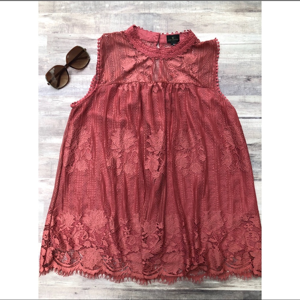 Rose Lace Sleeveless Blouse, XL, NWT (Worthington)